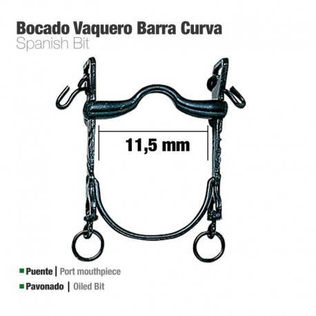 Bocado vaquero barra curva puente pavonado