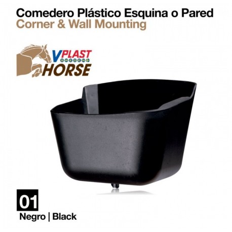 Comedero plástico esquina o pared para caballos