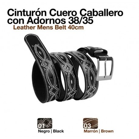 Cinturón cuero caballero con adornos