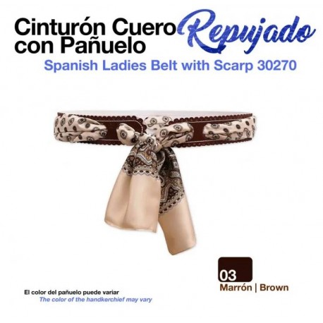 Cinturón cuero repujado con pañuelo