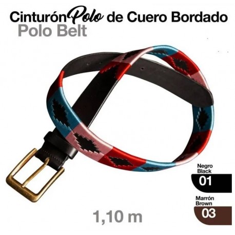 Cinturón polo cuero bordado