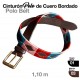 Cinturón polo cuero bordado