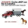 Juguete. Coche Jeep con van & caballos