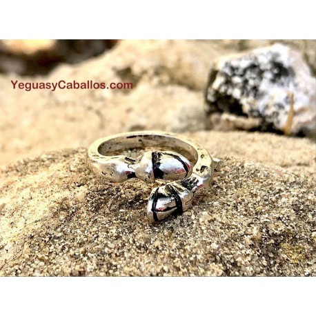 Anillos casco caballo TORNADO. Plata envejecida