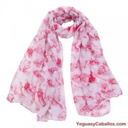 Pañuelo fular caballos rosa