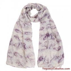 Pañuelo fular caballos violeta