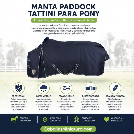 Manta Paddock Tattini Impermeable 200 gr para Pony